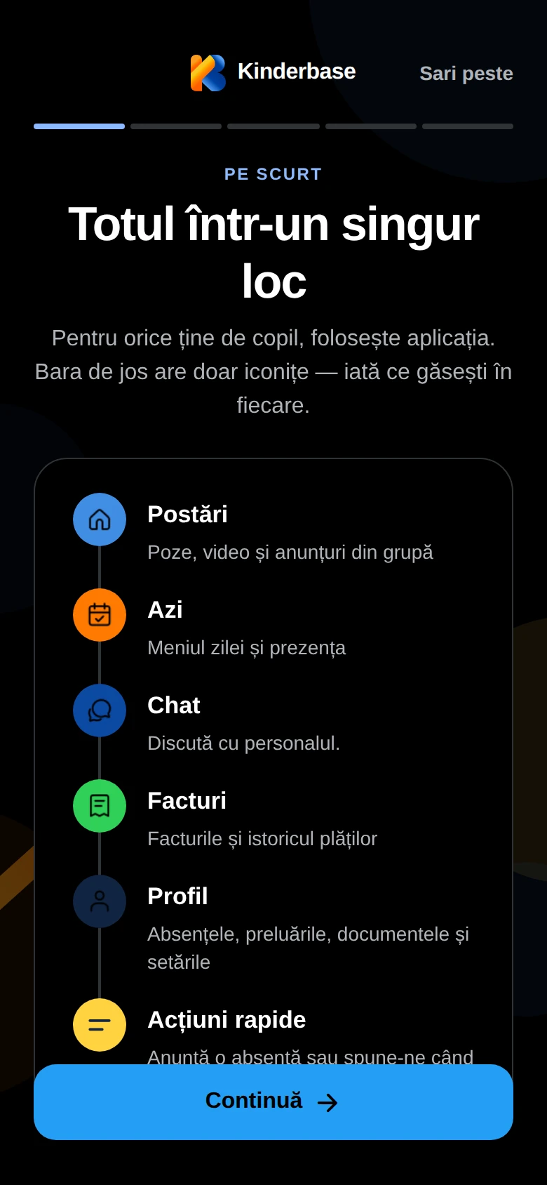 Primul pas al prezentării: ce găsești în fiecare filă a aplicației